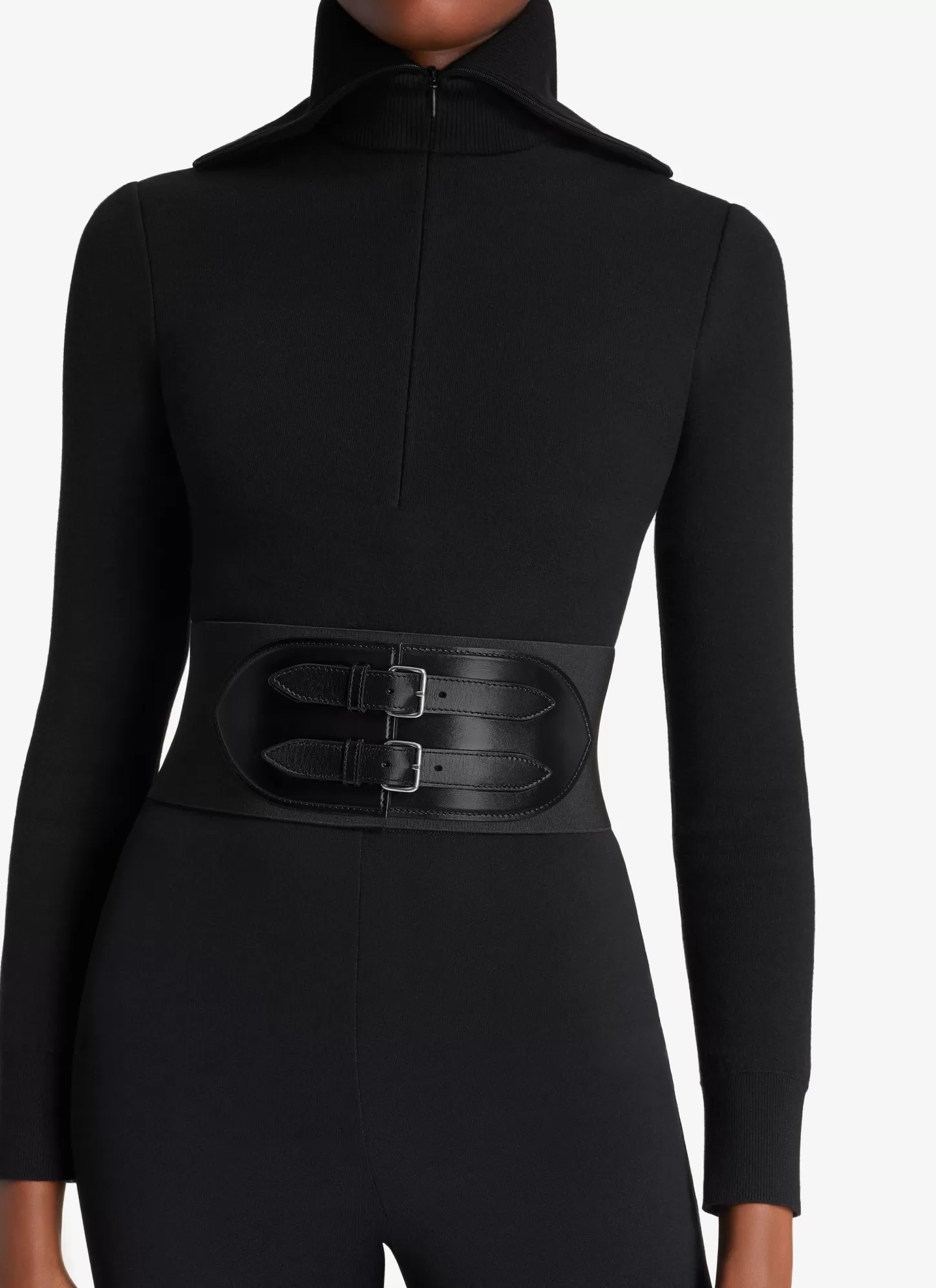 Alaïa CORSET ELASTIQUE BELT IN STRETCH AND CALFSKIN Black Discount