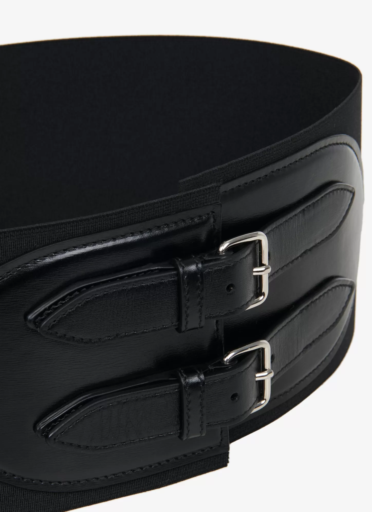 Alaïa CORSET ELASTIQUE BELT IN STRETCH AND CALFSKIN Black Discount